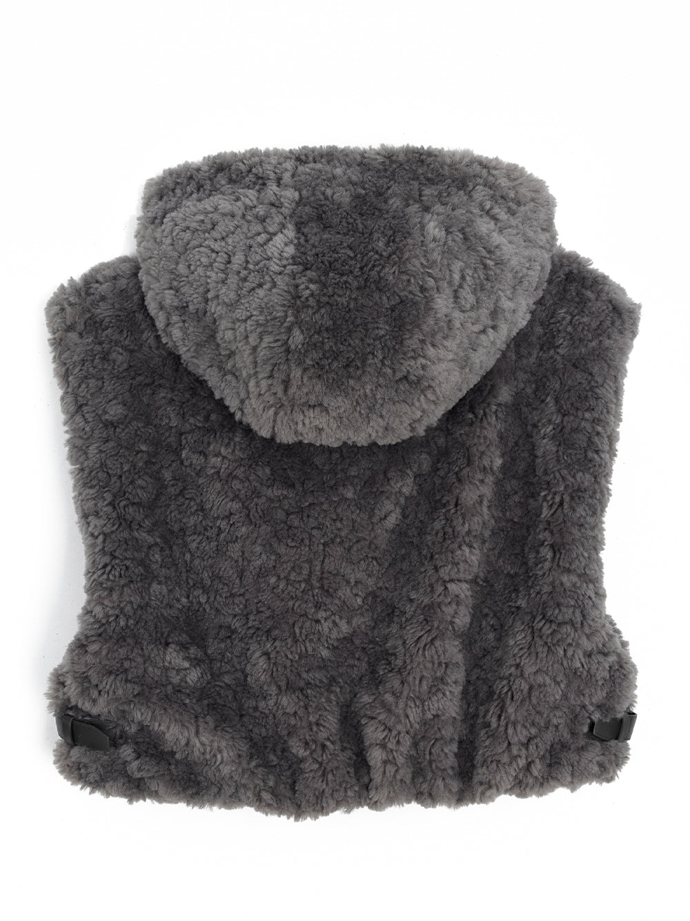Faux Fur Crop Hoodie Vest Grey