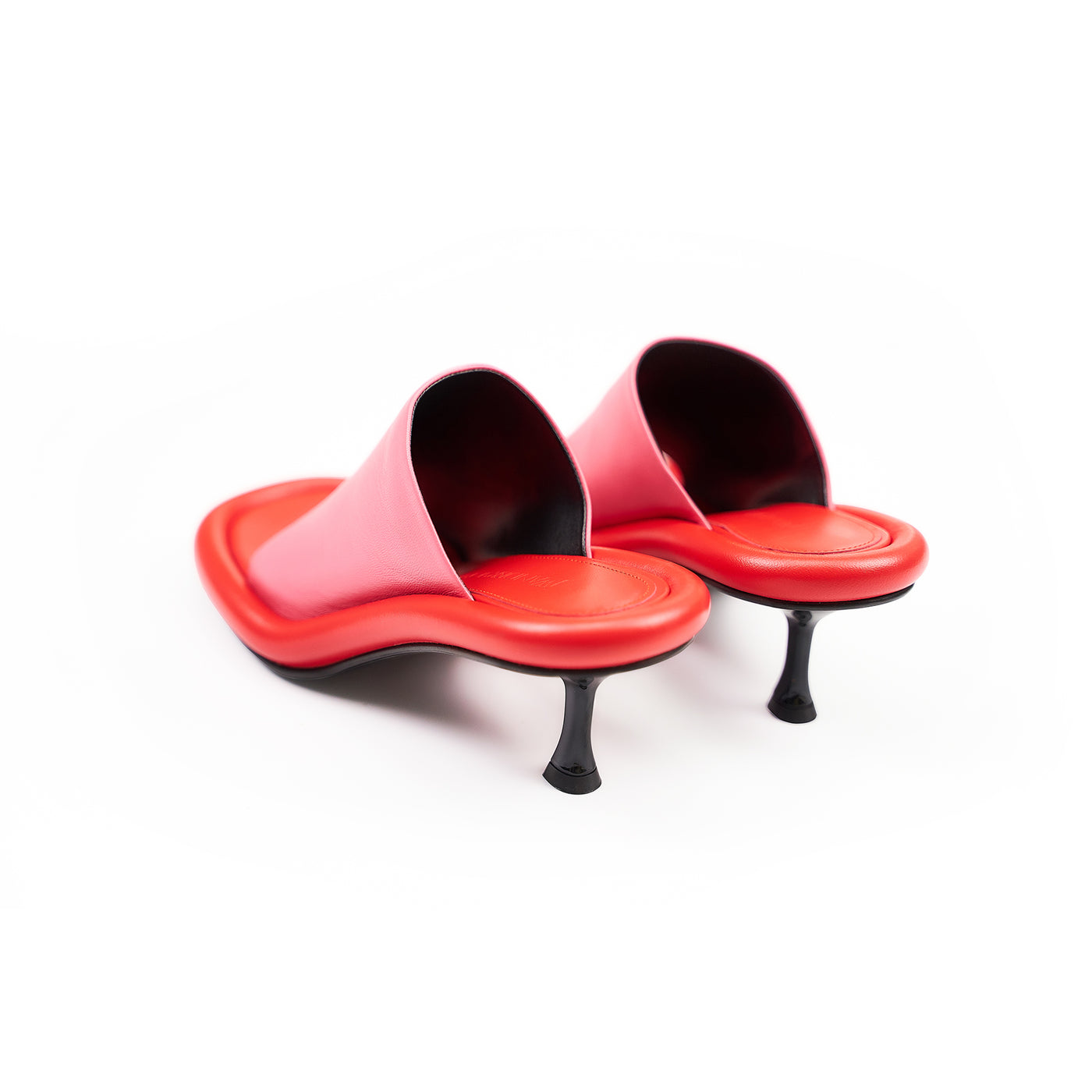 Bumper-Tube Leather Mules (Pink/Red)
