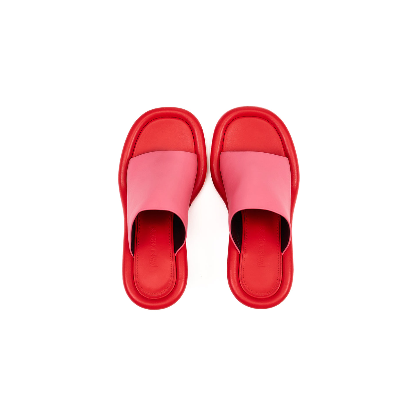 Bumper-Tube Leather Mules (Pink/Red)