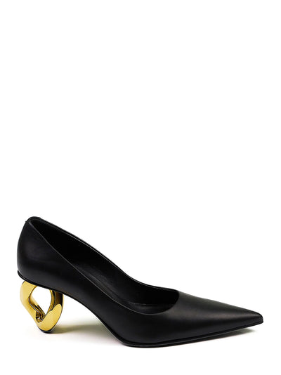 Chain Heel Pumps (Black)