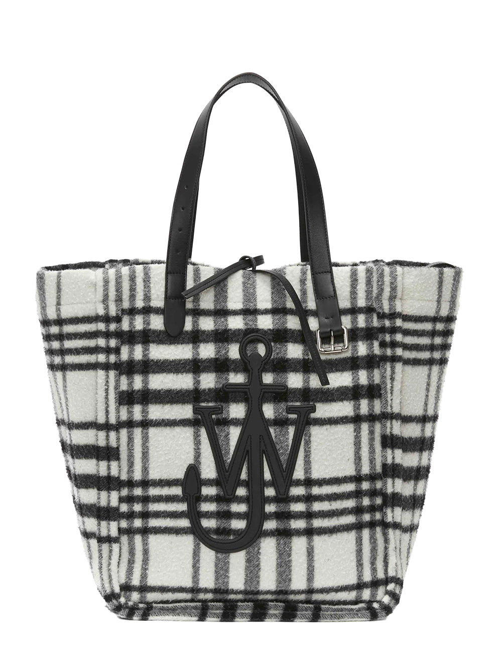 Check Oversized Belt Tote Bag (Black/White)