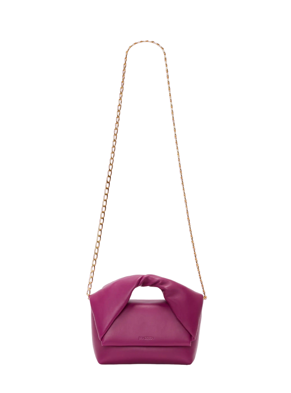 Medium Twister-Leather Top Handle Bag (Purple)