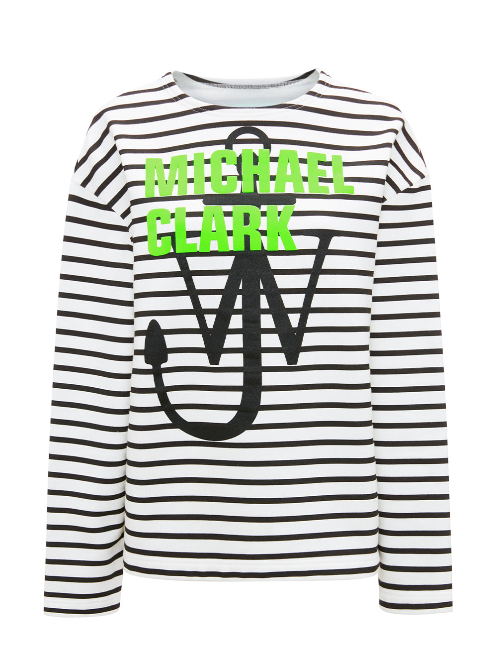Michael Clark Printed Sweatshirt with Anchor Logo (White/Black)
