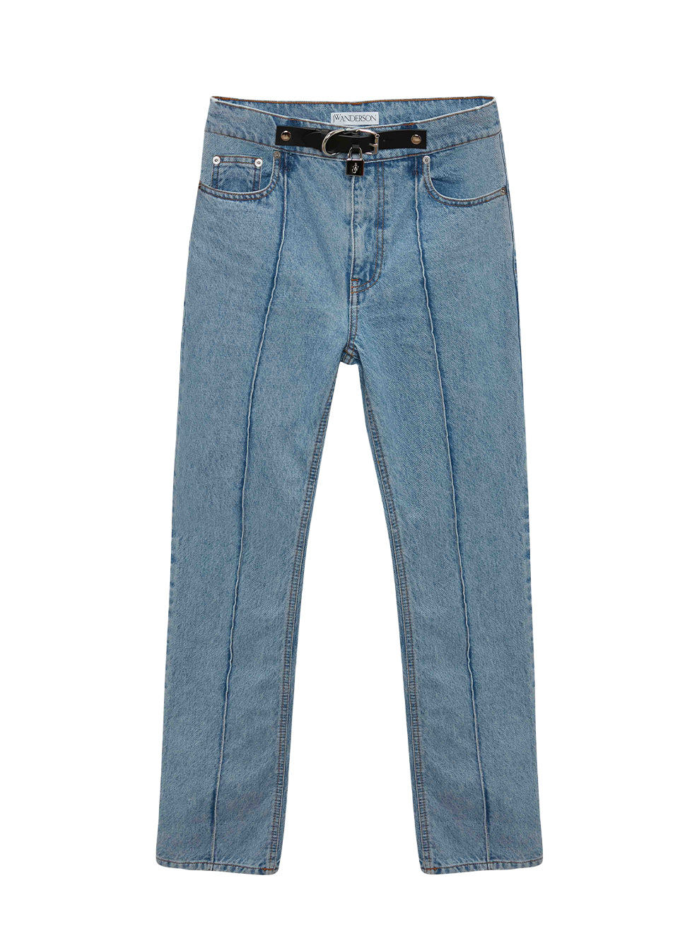 Padlock Strap Slim Fit Denim Jeans (Light Blue)