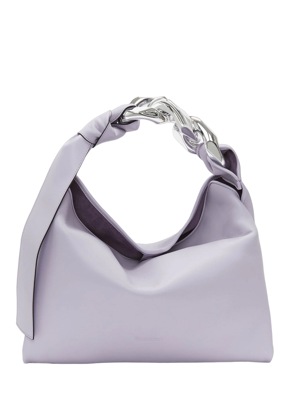Small Chain Hobo-Leather Bag (Lilac)