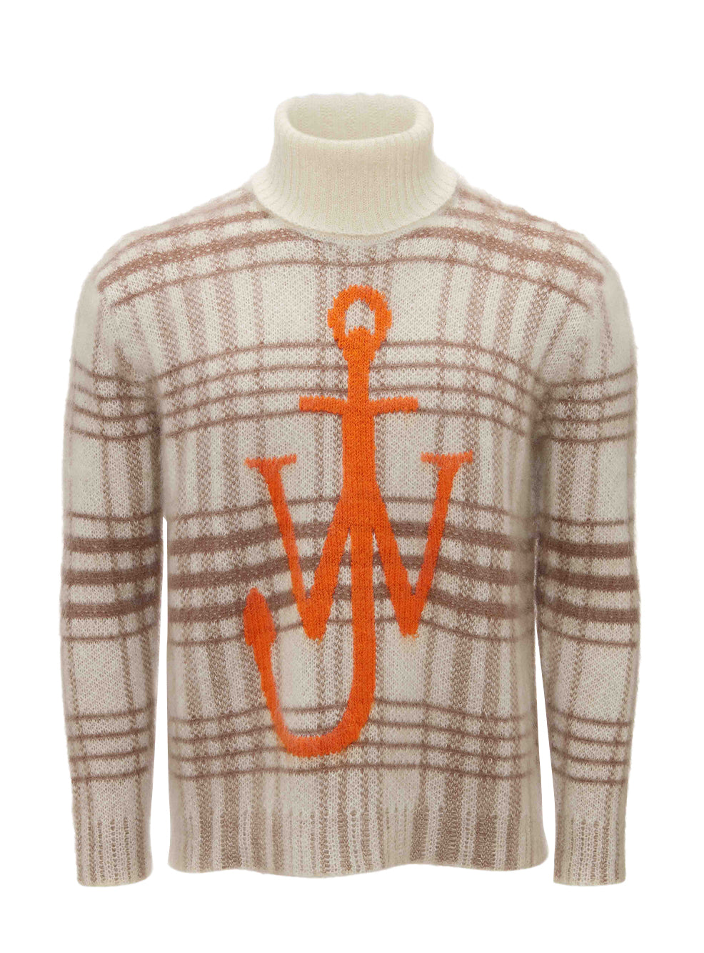 Tartan Check Crewneck Jumper (Off White/Brown)