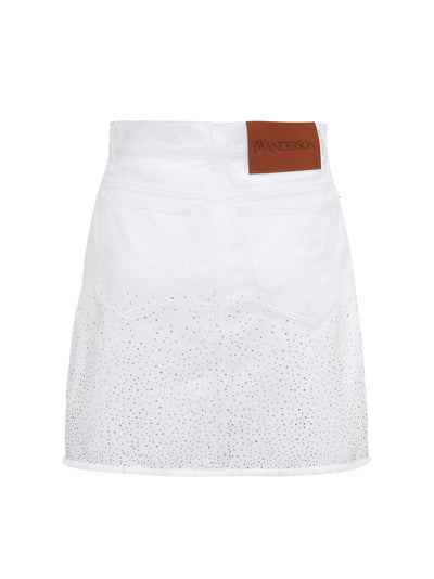 Crystal Hem Mini Skirt (White)