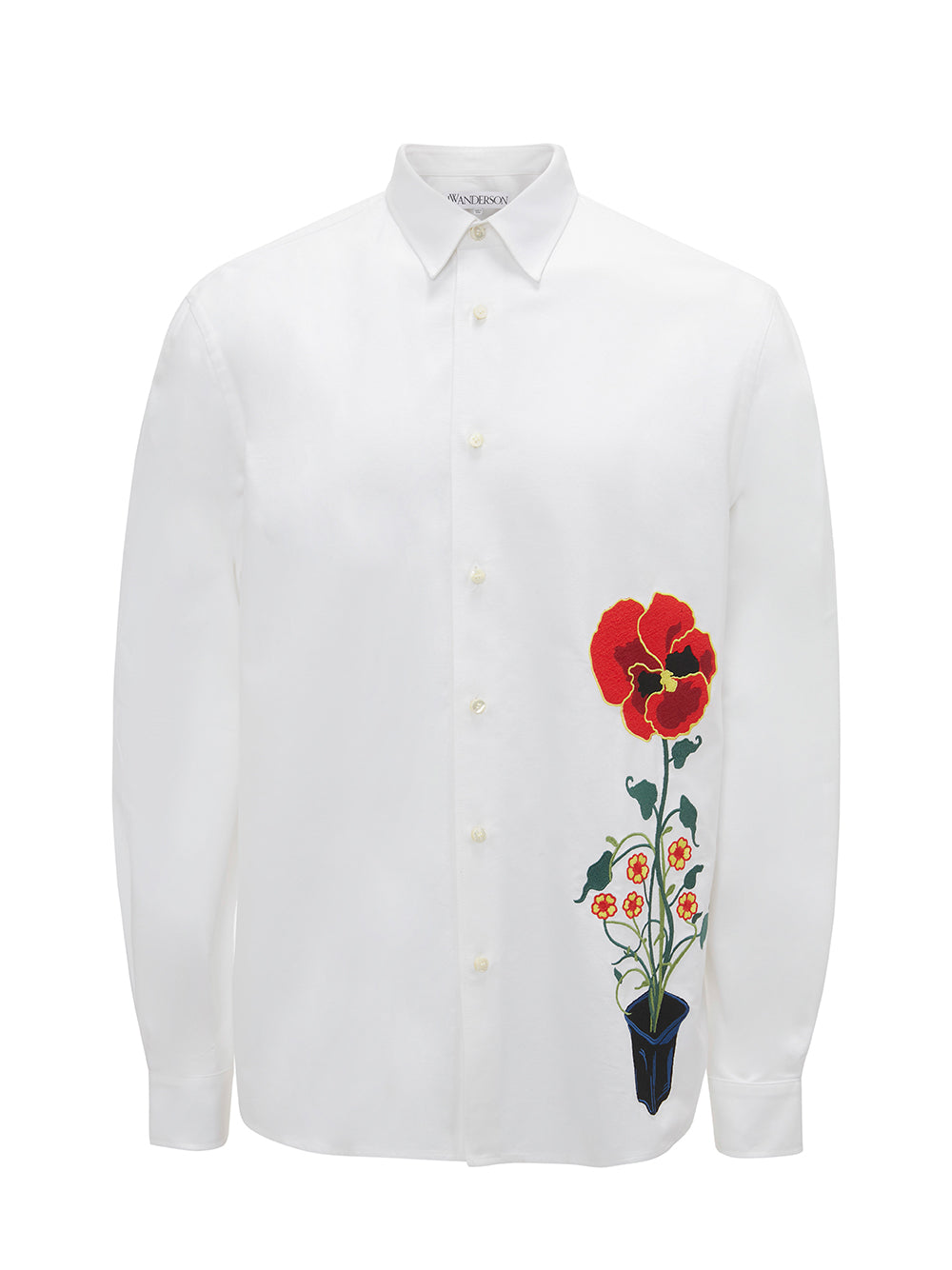 Embroidered Flowerpot Shirt (White)