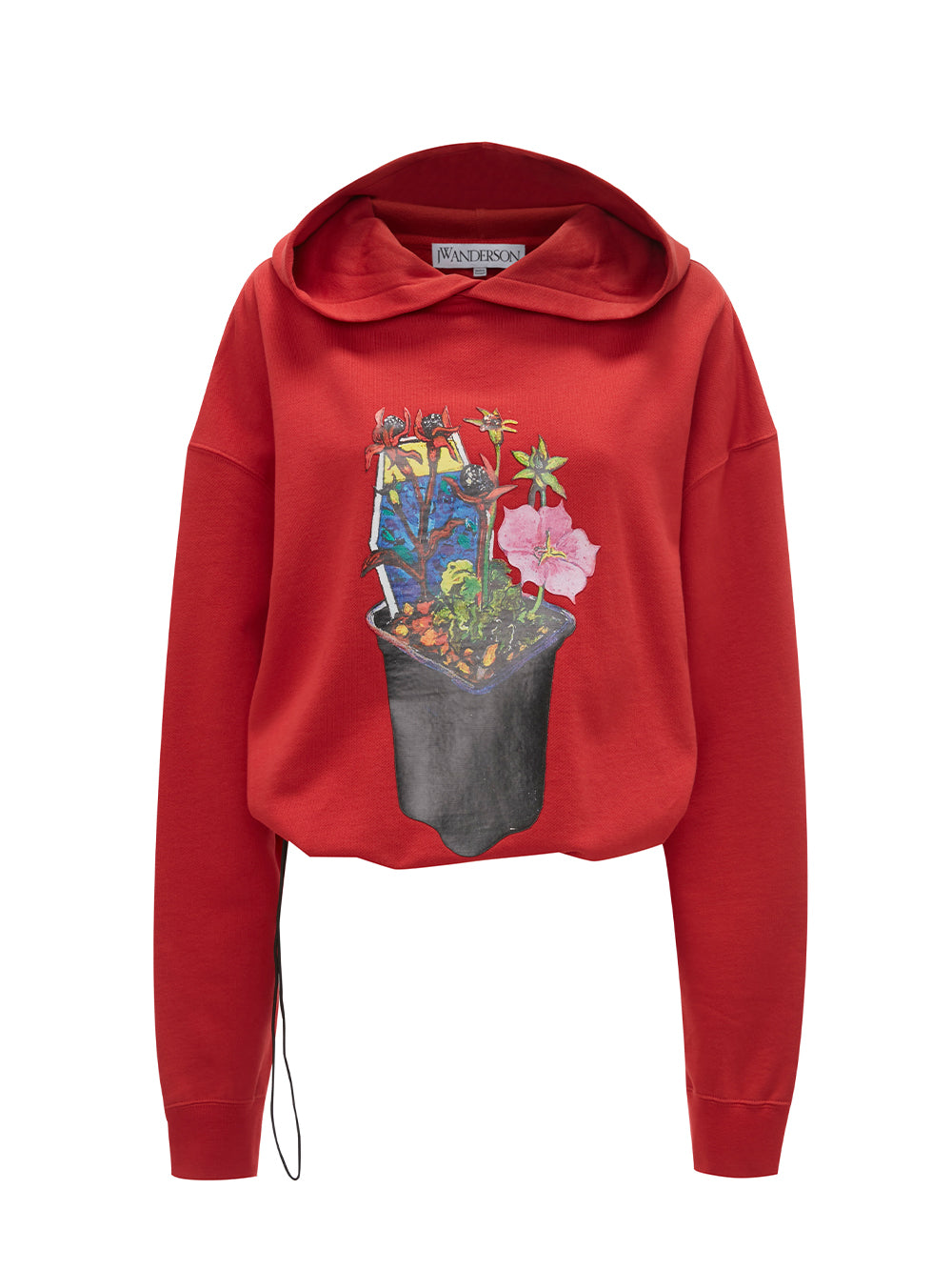 Flower Pot Print Hoodie (Red)
