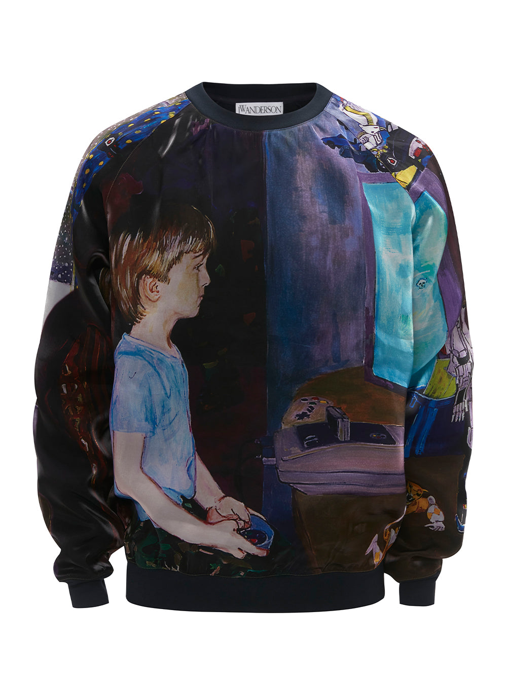 Organza Printed Sweatshirt (Blue)