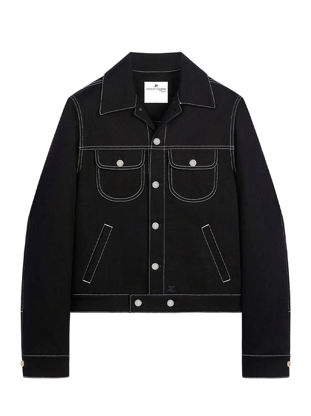 Jacket Black Denim Trucker (Black/White)