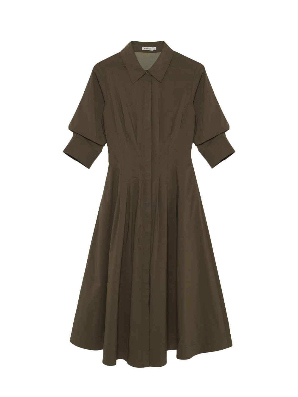 Jazz Pintuck Midi Dress (Faded Olive)