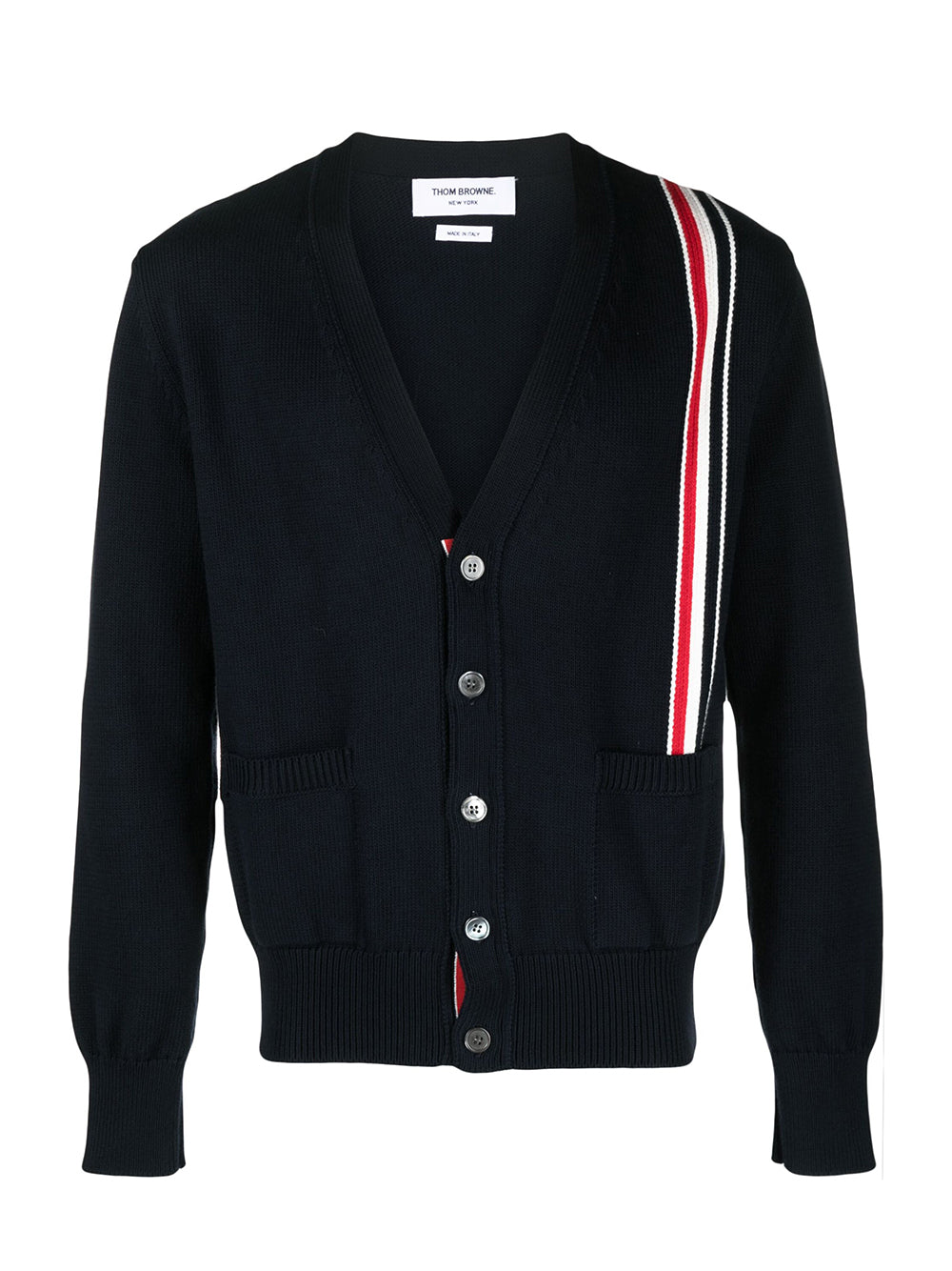 Jersey Relaxed V Neck Cardigan (Navy)