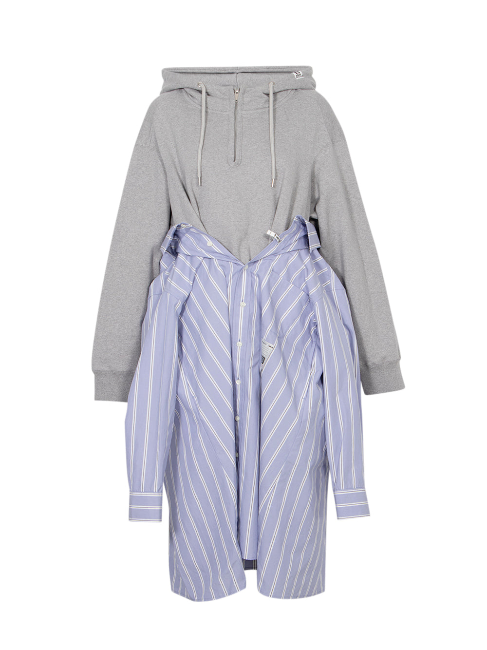 Shirt Combined Half-Zip Hoodie Dress Blue