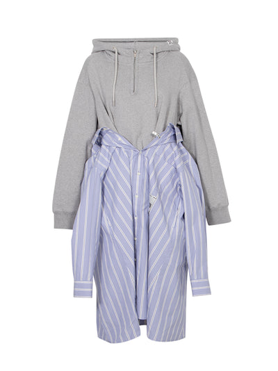 Shirt Combined Half-Zip Hoodie Dress Blue