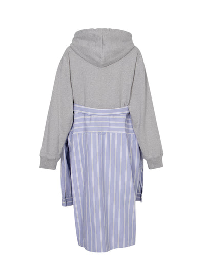 Shirt Combined Half-Zip Hoodie Dress Blue