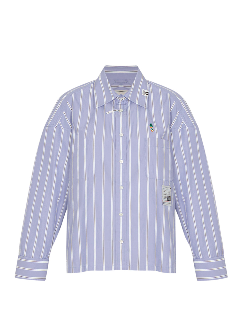 Leon Embroidery Stripe Shirt Blue