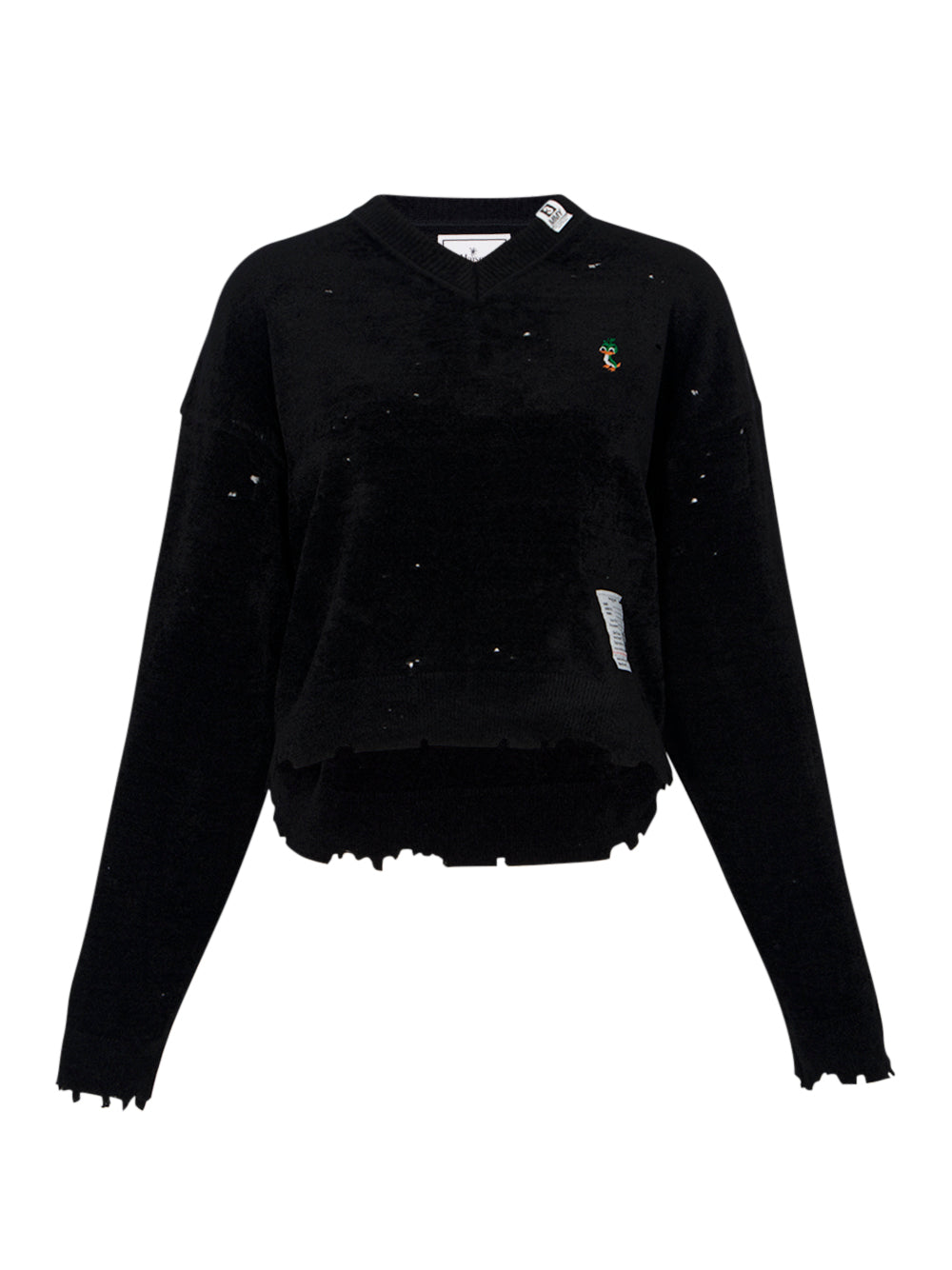 Distressed Knit Sweater Black