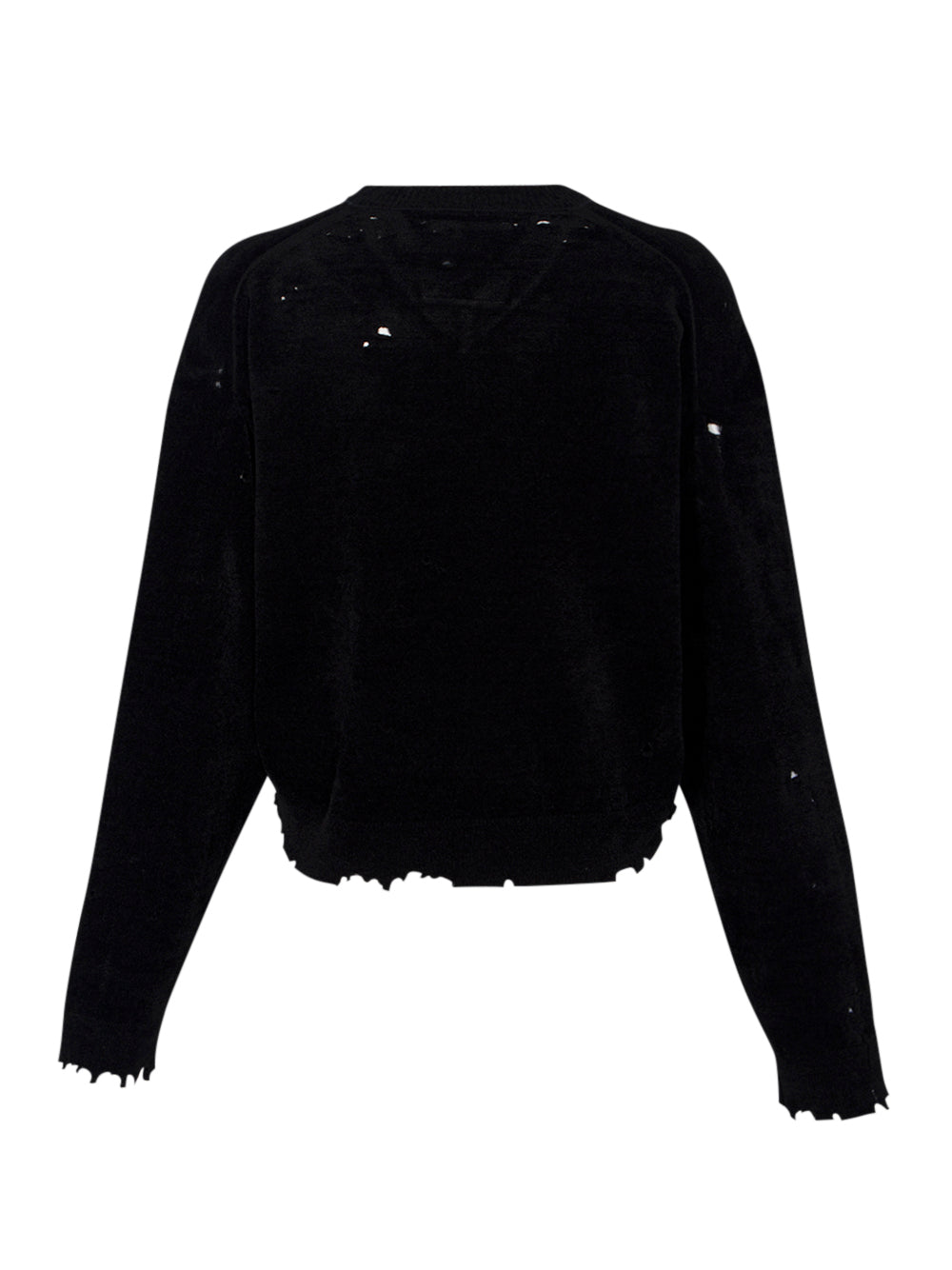 Distressed Knit Sweater Black
