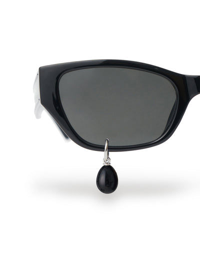 Black Pearl Tear Cat-Eye Sunglasses (Black)