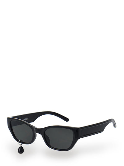 Black Pearl Tear Cat-Eye Sunglasses (Black)