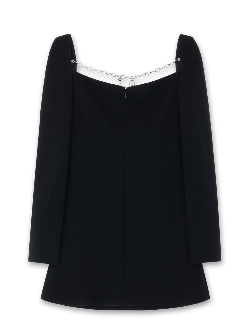 Chain Detailed Square Neck Mini Dress (Black)