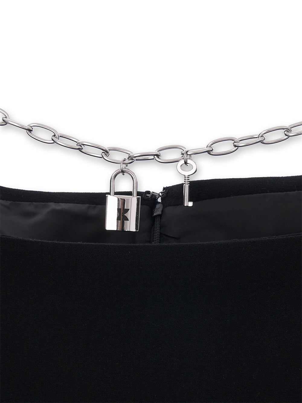Chain Detailed Square Neck Mini Dress (Black)