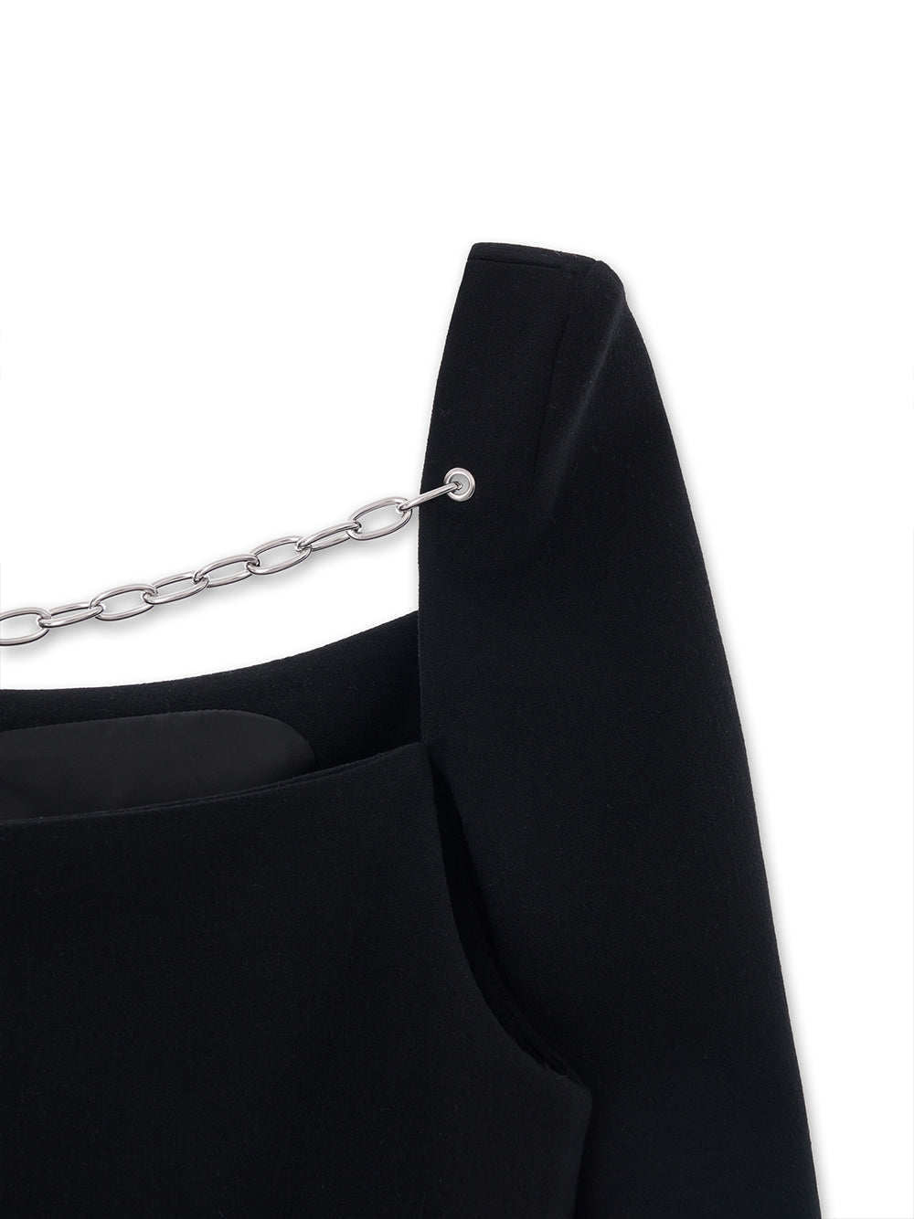 Chain Detailed Square Neck Mini Dress (Black)