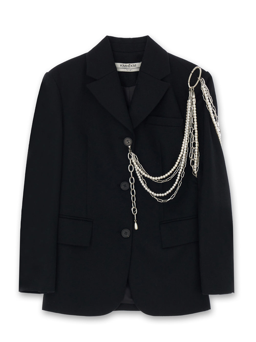 Detachable Pearl Chain Single Jacket (Black)