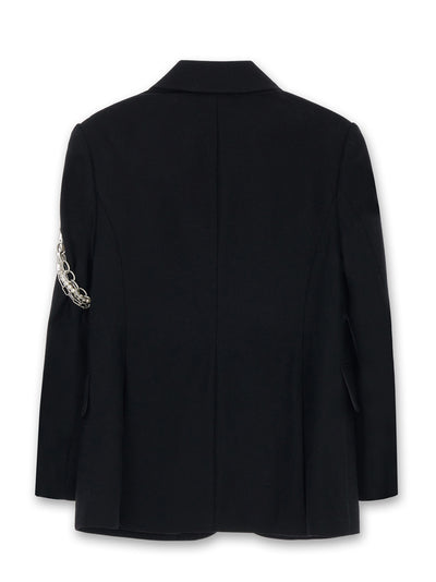 Detachable Pearl Chain Single Jacket (Black)