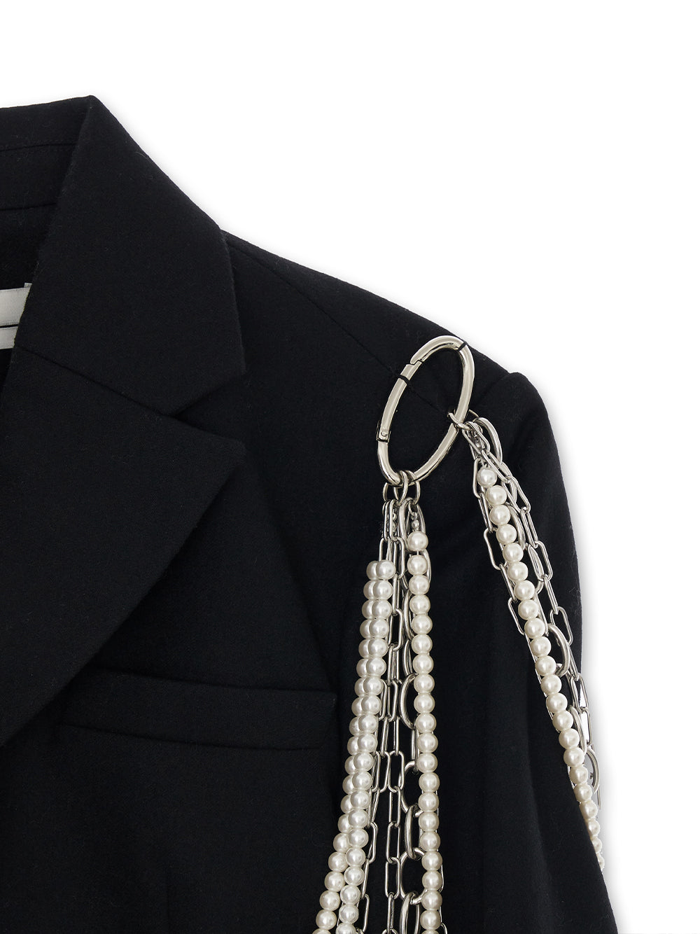 Detachable Pearl Chain Single Jacket (Black)