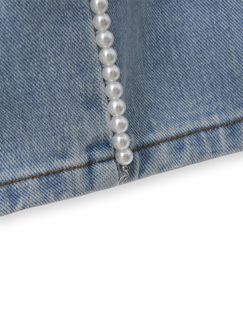 Pearl Embellished Jeans (Sky Blue)