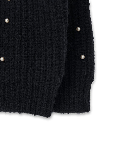 Pearl Embellished Mohair-Alpaca Sweater (Black)