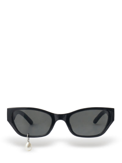 Pearl Tear Cat-Eye Sunglasses (Black)