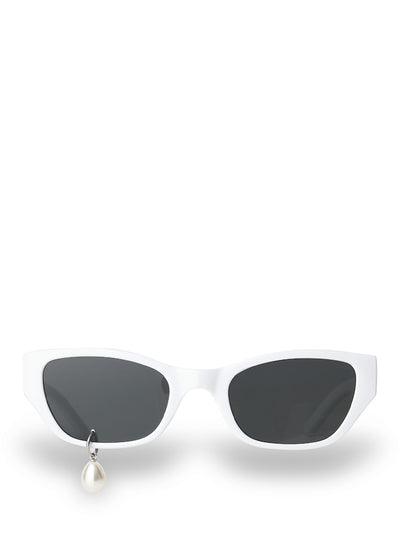 Pearl Tear Cat-Eye Sunglasses (White)