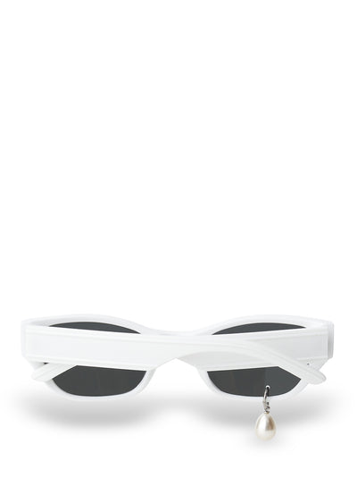 Pearl Tear Cat-Eye Sunglasses (White)