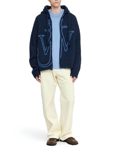 Anchor Embroidery Zipped Ho Steel Blue