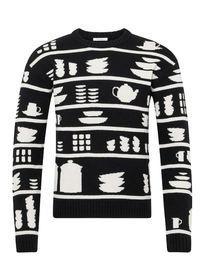 Crockery Jacquard Jumper Black/white