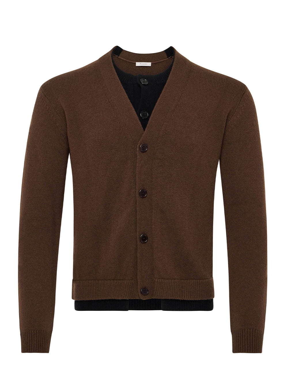Contrast Layered Cardigan Brown