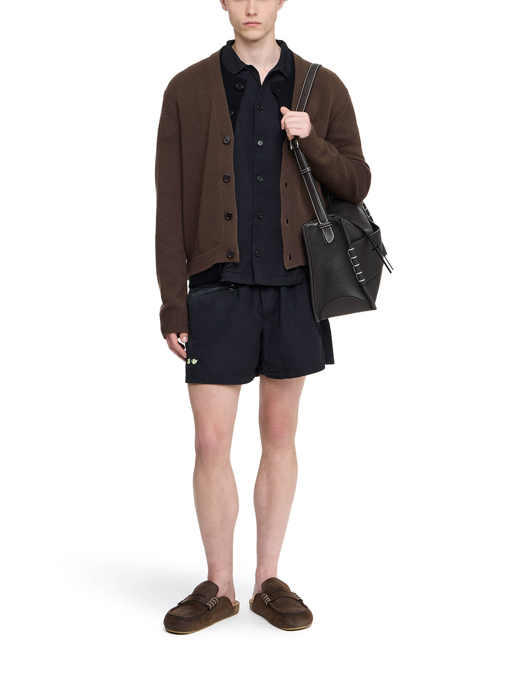 Contrast Layered Cardigan Brown