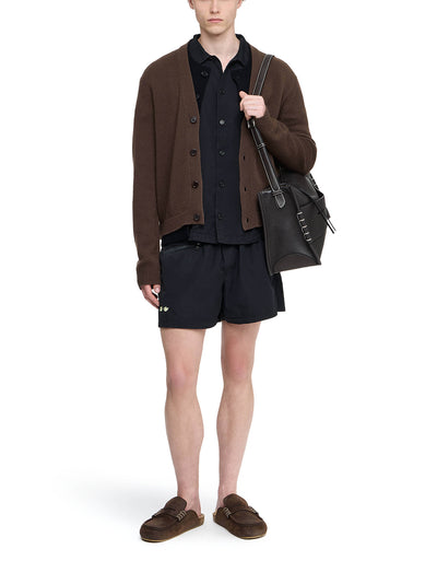 Contrast Layered Cardigan Brown