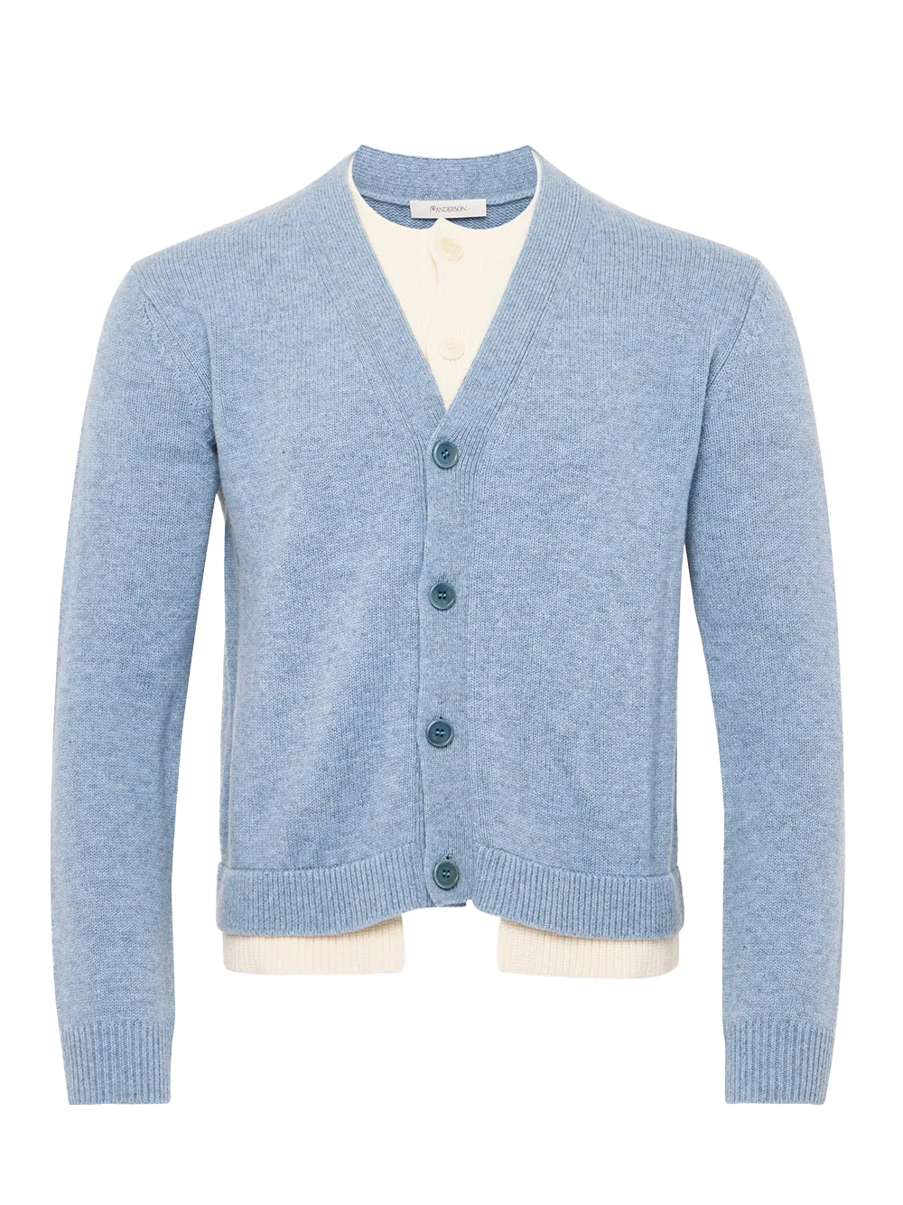 Contrast Layered Cardigan Blue Melange