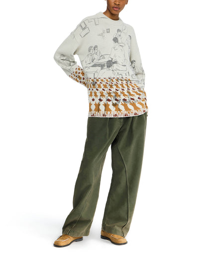Print Jacquard Jumper Dove Grey