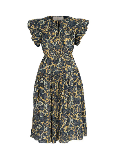 Kairi Flutter Sleeve Midi Dress (Luna)