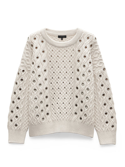 Kat Cable-Knit Sweater (Ivory)