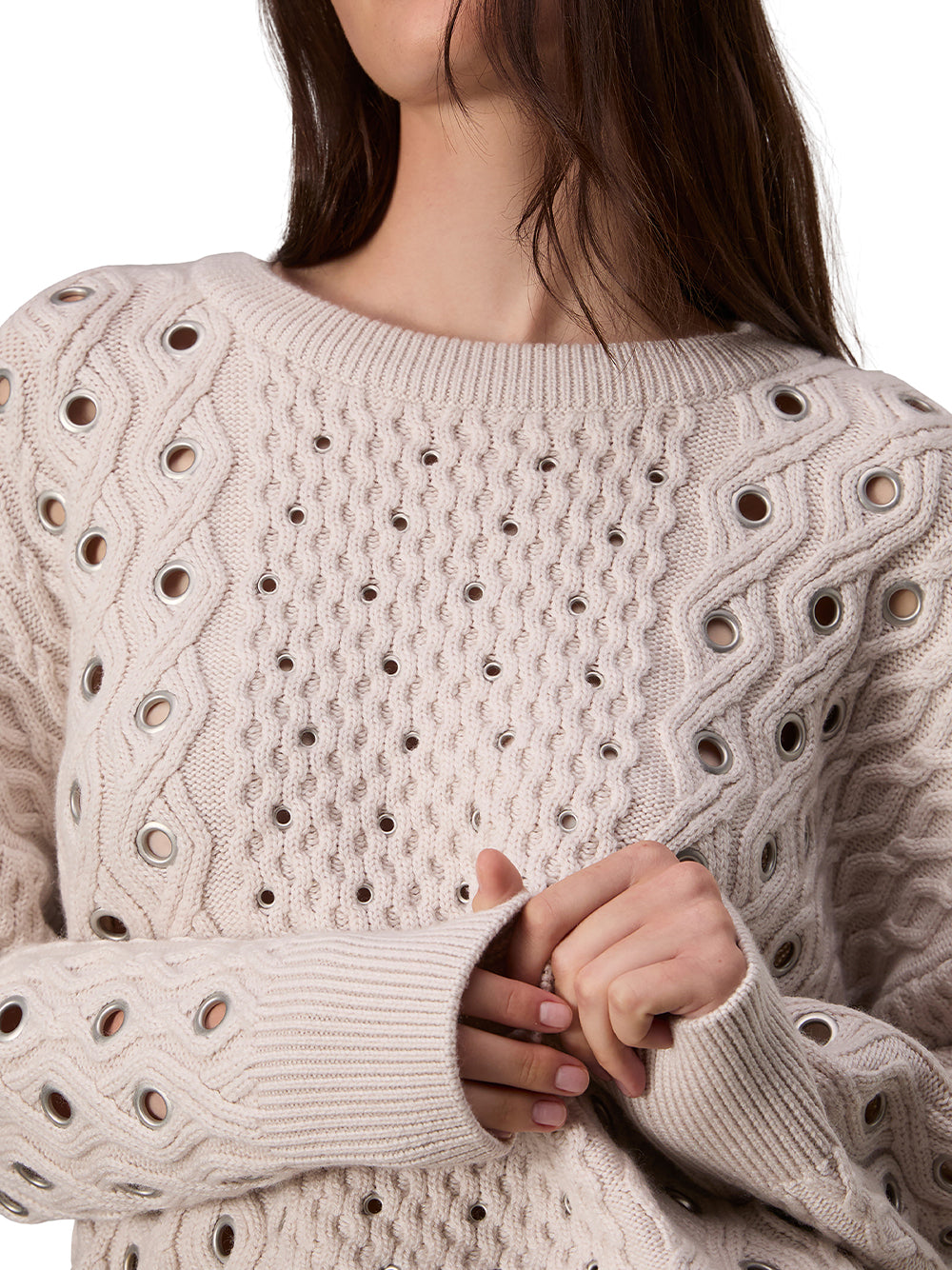 Kat Cable-Knit Sweater (Ivory)