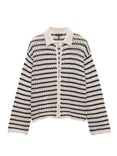 Khloe Stripe Cardigan (Ivory)