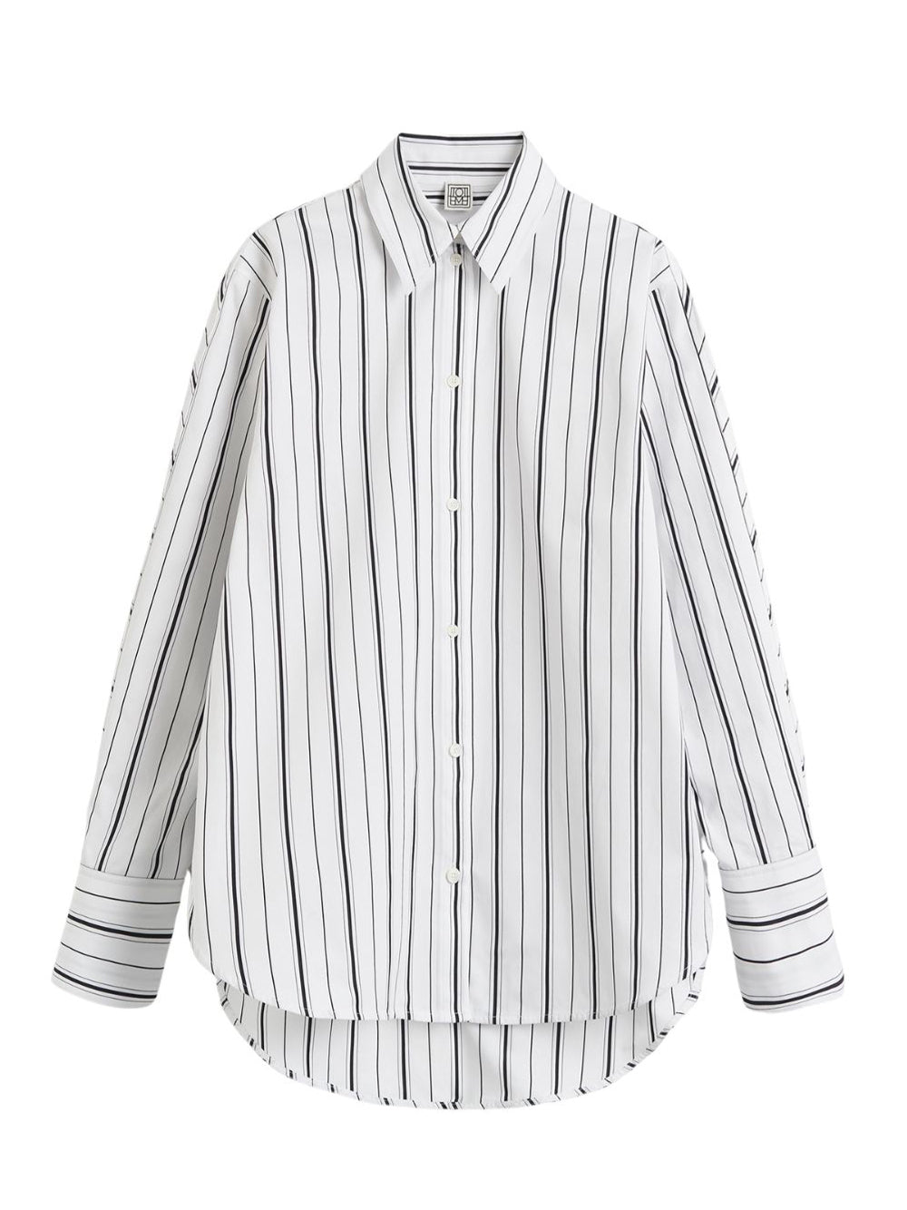 Kimono-Sleeve Striped Shirt (White/Black)