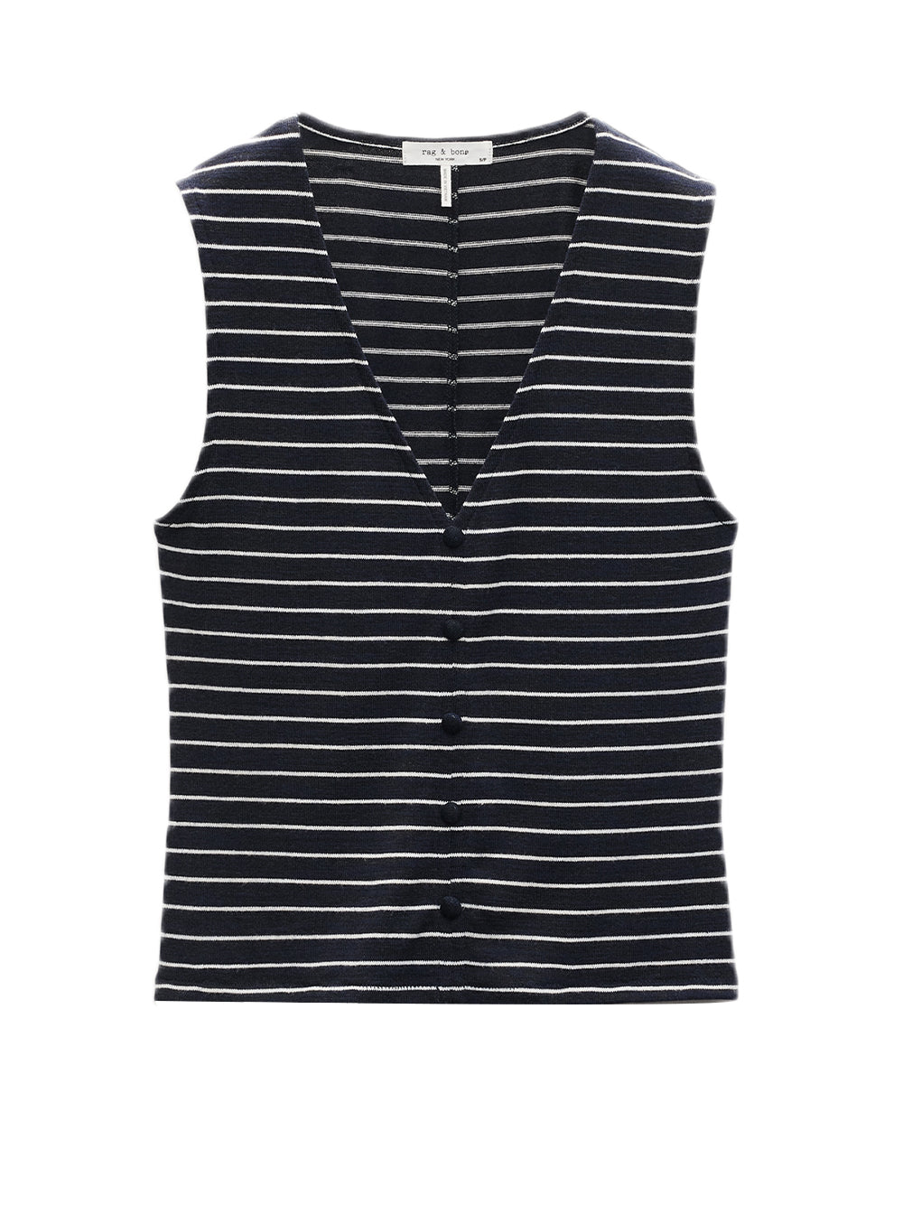 Knit Striped Button Tank Top (Navy Multi)