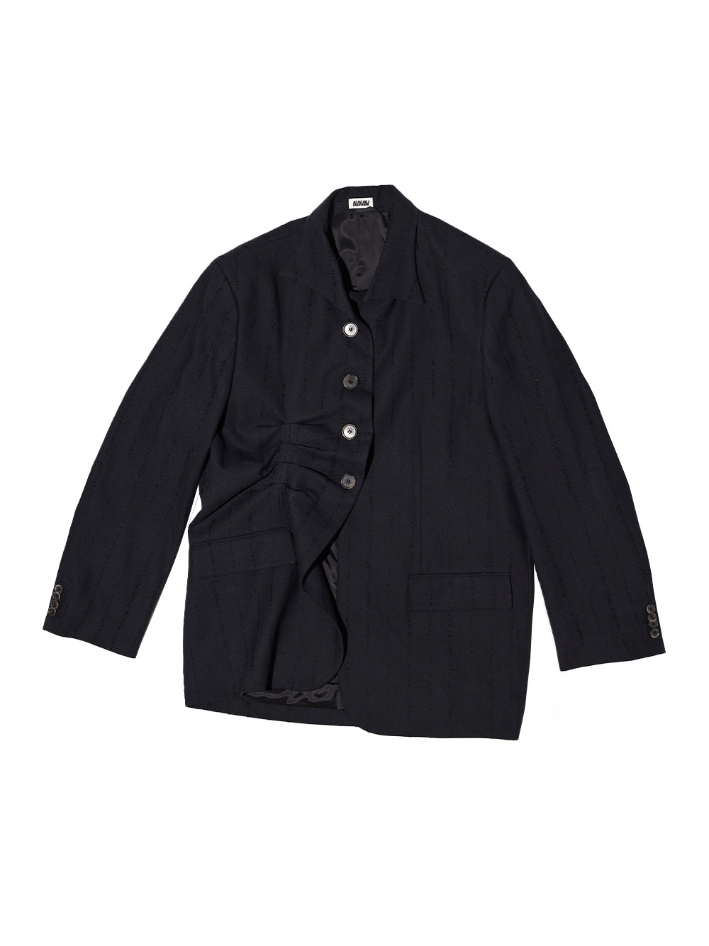 Pleated Blazer Black Black